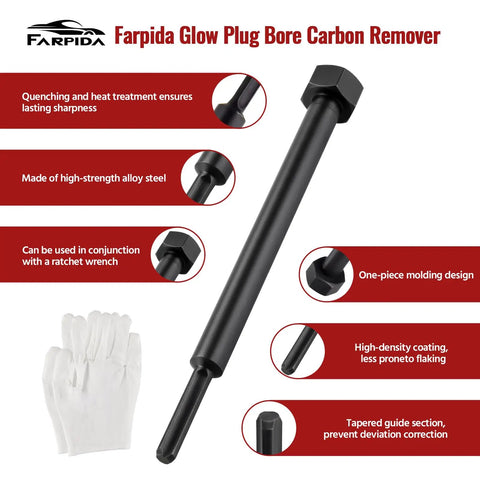 Gearhead Grade Glow Plug Bore Reamer For Duramax 6.6L 3.0L 2.8L Diesel Engines, GM 52074 EN 52074 Replacement Tool shown with features