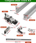 Complete kit for Hidden Sliding Mirrored Barn Door Hardware Kit With Soft Close Floor Guide Trackless Rail System components