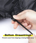 Detail of bottom drawstrings on Top Shelf Waterproof Oxford Cloth Thickness Planer Dust Cover For 25 Inch Woodworking Tools.