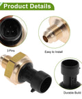 Ford Diesel Fuel Injection Pressure Sensor For Navistar MaxxForce 2007 2010 Rail Pressure Sensor 6.4L Fits F250 F350 F450 F550 Super Duty OE 1846480C2 1 Pc Durable Replacement, 3-pin brass sensor