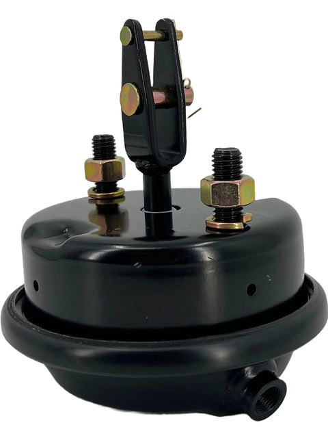 Long Stroke Type 24 Air Brake Chamber With Welded Clevis For Semi Truck And Trailer 2.5 Inch Stroke Service Chamber Double Clamp Band Compatible TR24SC-WC Replaces Bendix K058691 Automann 179.SC24XLW225, black steel housing