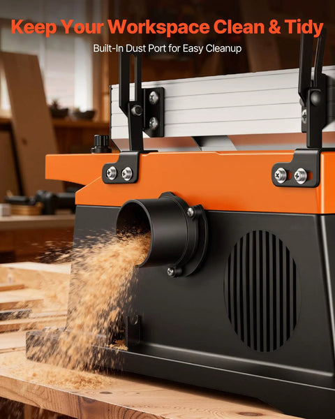 Heavy Duty Six Inch Spiral Benchtop Jointer Boasts A Beefy Two Horsepower Motor Churning At Twelve Thousand Rpm With Twelve Blade Spiral Cutterhead Delivering Flawless Surfaces Adjustable Fence And Solid Cast Aluminum Table Built Tough For Real Workers with visible dust port for easy cleanup.