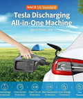 2KW NACS EV V2L Power Adapter Delivers Serious Campsite Juice To Your Cybertruck, plug setup for camping and outdoor use.