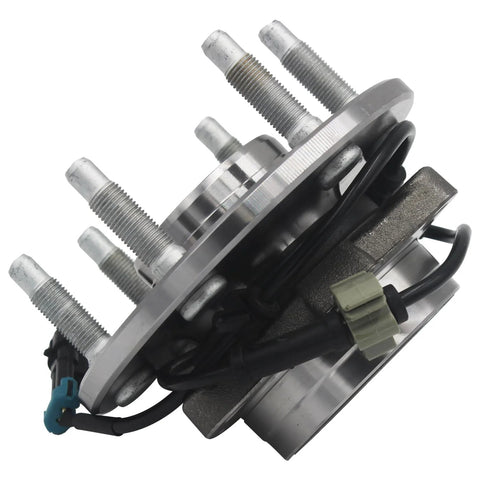 Side view of front wheel hub and bearing assembly for 4x4 trucks and SUVs direct fit for Chevys Silverado Tahoe Avalanche Suburban 6 lug with ABS replacement.