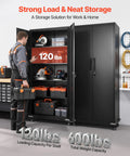 Open Beefy Rolling Metal Storage Cabinet With Five Adjustable Shelves Two Magnetic Doors And Two Keys Lockable Tool Organizer