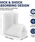 100 Pack Foam Corner Protectors For TV Frames, Photos, Mirrors And Picture Frames, thick EPE foam design with size dimensions.