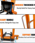 Close-up of Heavy Duty Electric Pallet Stacker With 1500 Lbs Load Capacity And 65 Inch Lift Height showing widened fork, auxiliary and support handles.