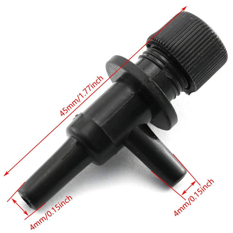 Black Aquarium Air Valve 5 Pack 2 Way Flow Control Regulator For Fish Tanks Durable Plastic Inline Valve with measurements