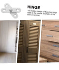 Secret Door Hinges 360 Degree Rotatable Hidden Hinges for cabinets in stainless steel, shown installed on wooden cabinets