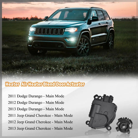 Plug And Play HVAC Blend Door Actuator With Gear For 2011 2012 2013 Dodge Durango And 2011 2012 2013 Jeep Grand Cherokee Direct Fit Climate Control Replacement Premium Quality shown with vehicle backdrop