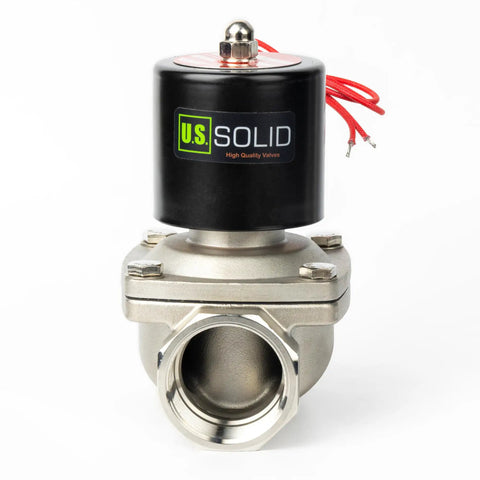 Heavy Duty Pro Grade One And A Half Inch Solenoid Valve With 110 Volt AC Stainless Steel Body Normally Closed Viton Seal High Flow Electric Valve