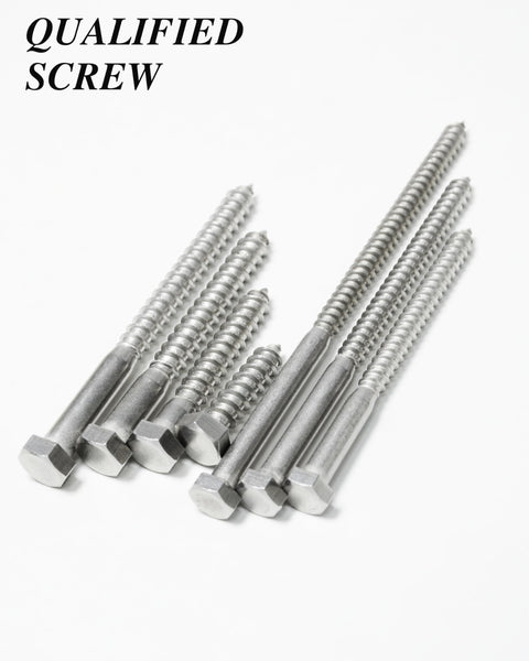 Heavy Duty Hex Head Lag Screws With Flat Washers For Wood Three Eighths Inch By Six Inches 304 Stainless Steel Eighteen Eight