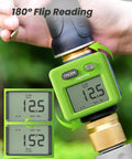 Water Flow Meter With Brass Body For Outdoor Garden Hose And Lawn Sprinkler, RV Tank Fill, 5 Percent Accuracy, 4 Modes, 180 Flip Screen