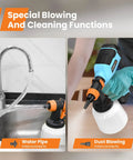 Special blowing and cleaning functions of 700W HVLP Paint Sprayer with 1400ml large capacity tank in use