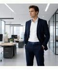 Man in office wearing 6 Pack Tactical Belt For Men With Heavy Duty POM Buckle Metal Free Nylon Web Belt 1.5 Inch Wide