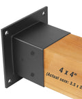 Heavy Duty 4x4 Deck Post Base Kit, 8 Pieces, 3.5 by 3.5 Inch Wood Post Brackets, matte black anchor with wooden post