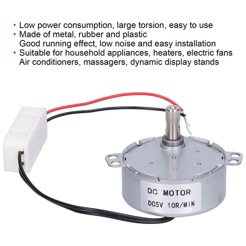 Versatile Dc Brushless Reduction Motor Delivers Stable 5V 10 Rpm Sync Drive For Massive Torque Household Appliances Electric Fans And Dynamic Retail Displays runs quietly with metal casing and connected wires.