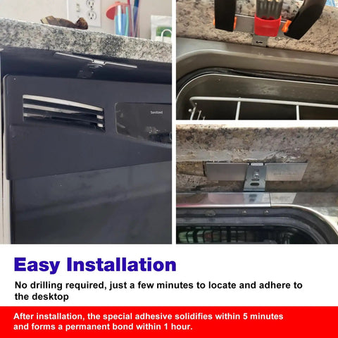 Dishwasher Mounting Bracket Kit For Granite And Solid Surfaces Replacement Granite Grabbers installed on countertop