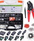 Get The Ultimate 53 Sets Weather Pack Connectors Kit With Crimping Tools And Terminal Removers For Auto Wiring Repairs In One Sleek Storage Case. Open case with 1 to 6 pin waterproof connectors, brass terminals, crimp tool, and remover.