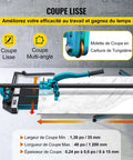 Mophorn 48-inch manual tile cutter with single rail and double brackets; blue cutting head on guide rails.