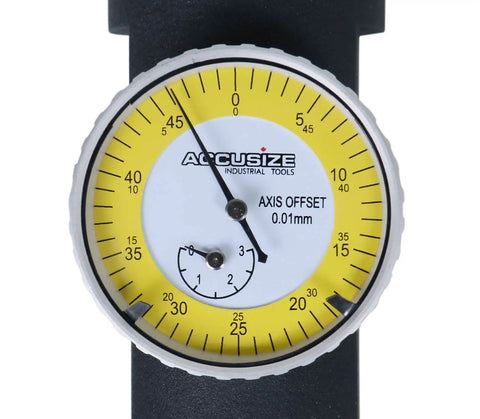 0-3 mm By 0.01 mm Graduations Metric Coaxial Dial Indicator In Fitted Box With Yellow Dial For Dead-On Workpiece Positioning On Vertical And Horizontal Machining Centers And Manual Or CNC Spindle Setup