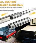 44 Inch Cabinet Locking Rail Set With Locking Runners and Full Extension Ball Bearing Slides for Heavy Duty Drawers Cold Rolled Steel Construction With Blue Zinc Finish for Rust Resistance, installed on truck drawer
