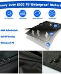 Heavy Duty 4 Foot Firewood Rack Cover Waterproof 600D Outdoor Storage With Zipper And Hook Loop Tape Fits 4 Foot Racks Protects Logs From Rain Snow Dust Log Rack Not Included. Material layers showing UV protection, waterproof PU, and anti-UV coating details.