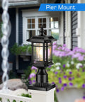 Dusk To Dawn Outdoor Post Lights 2 Pack For Garden And Patio Black Exterior Lamp Post Fixtures With Pier Mount Tempered Glass Hardwired 120V