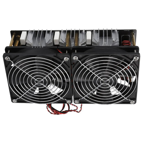 Dual fan setup of Beefy 12V To 48V 2500W High Frequency Induction Heater Kit with ZVS Induction Heating Board Module visible