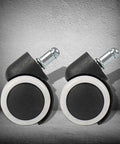 Silent Rollin Office Chair Wheels Heavy Duty Polyurethane Swivel Casters with durable black and white design for smooth gliding.