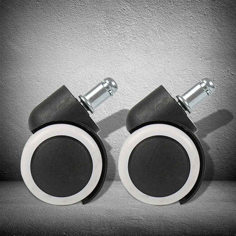 Silent Rollin Office Chair Wheels Heavy Duty Polyurethane Swivel Casters with durable black and white design for smooth gliding.