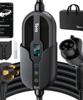 Tesla Friendly Level 1 and Level 2 Electric Vehicle Charger With J1772 32A 8A Support, 25Ft Cable, NEMA plugs and carrying case