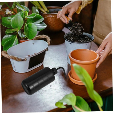 Two Pack Plastic Squeeze Bottles With Curved Nozzle For Precise Plant Watering And Cleaning, Perfect For Succulents, Terrariums, And Fish Tank Maintenance, Narrow Space Access, Easy Bottom Cleaning black curved nozzle squeeze bottle for plant watering and cleaning