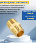 4 Pack Brass Pipe Fittings One Quarter Inch NPT Male To One Quarter Inch NPT Male Brass Hex Nipple Adapter Reducer For Air