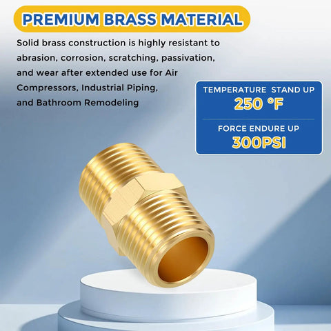 4 Pack Brass Pipe Fittings One Quarter Inch NPT Male To One Quarter Inch NPT Male Brass Hex Nipple Adapter Reducer For Air