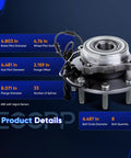 Front Wheel Hub Bearing Assembly Pair for Dodge Ram 1500 2500 3500 4x4 2006 2007 2008 8 Lug ABS OE Replacement