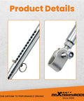 Universal Front End Tubular Travel Limiters Weld On Quick Adjustable For Drag Race Cars With Lower Control Arm Mounts Built To Be Durable Lightweight And Easy Pin Replacement For Max Front End Travel Control, tubular pin and clevis detail