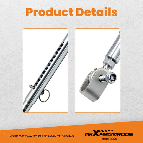 Universal Front End Tubular Travel Limiters Weld On Quick Adjustable For Drag Race Cars With Lower Control Arm Mounts Built To Be Durable Lightweight And Easy Pin Replacement For Max Front End Travel Control, tubular pin and clevis detail