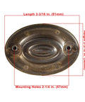 Oval Dresser Pulls Set, Two And A Quarter Inch Center To Center, Antique English Finish, 10 Pack, front view with dimensions