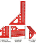 Built Tough Aluminum Multi Angle Measuring Ruler With Quick Snap Angle Pin For Dead On Precision Layout And Scribing Projects In Woodworking Construction And Engineering with etched scales and multiple angles.