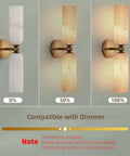 Natural Spanish Alabaster Wall Sconces Set Of Two Hardwired 20 Inch Wall Mounted Light Fixtures In Solid Brass showing dimmable function.