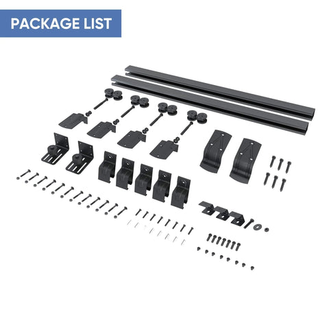 Exterior Sliding Barn Door Hardware Kit For Outdoor Use Built Tough Track System For Double Doors Wall Mount Black Finish