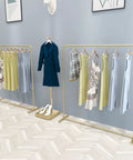 Heavy Duty Industrial Clothes Rack With Golden Floor Standing Coat Stand For Bedroom Or Entryway holding clothes