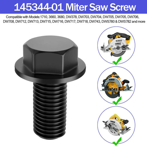 Miter Saw Arbor Bolt Replacement 8mm M8 14534401 for Dewalt, black bolt with left-hand thread, fits 1710, 3660, 3680 series.
