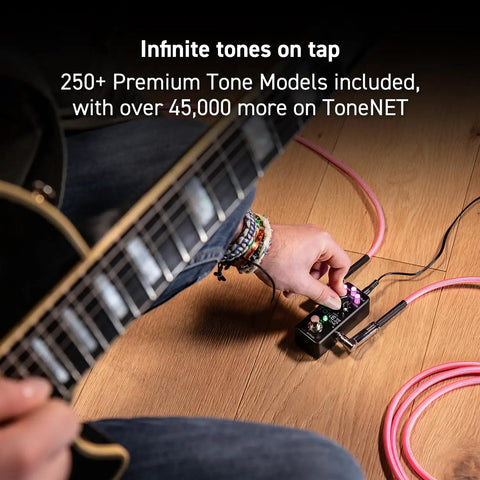 Person using Tonex One AI MultiFX Micro Pedal Lets You Tone Model Any Electric Guitar Amp, Pedal Or Effect With AI Models