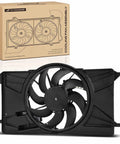 Heavy Duty Engine Radiator Cooling Fan Assembly With Brushless Motor Shroud Drop In Replacement For Ford Focus Ev And 2.0L L4, showing black 8-blade fan.