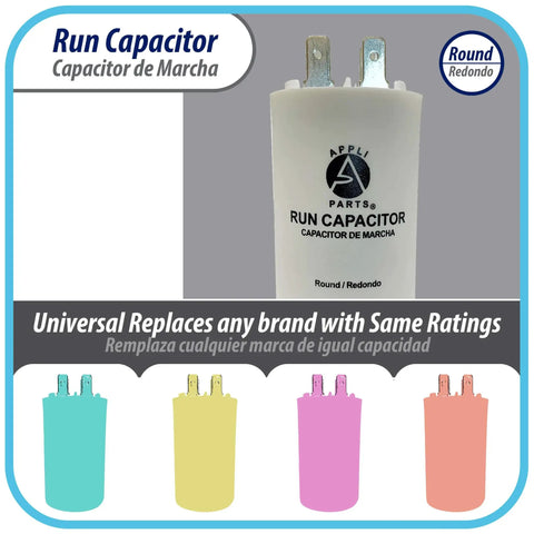 Universal Run Capacitor For Electric Motors 16 Mfd 250V With CBB60 Round Plastic Case Quarter Inch Quick Connect Terminals
