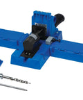 Beast Mode Benchtop Pocket Hole Jig With Slick Toggle Clamp And No Sweat Ratcheting Adjustment For Heavy Duty Woodworking DIY Projects, blue jig.