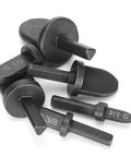Heavy Duty 6-Piece Pipe Expander Set For Air Con Swaging black steel dies including various sizes for expanding copper tubes.