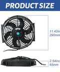 Knockout 10 Inch 12 Volt Universal Slim Pull Push Electric Radiator Cooling Fan With Mounting Kit Black dimensions 11.42 inch and 2.54 inch